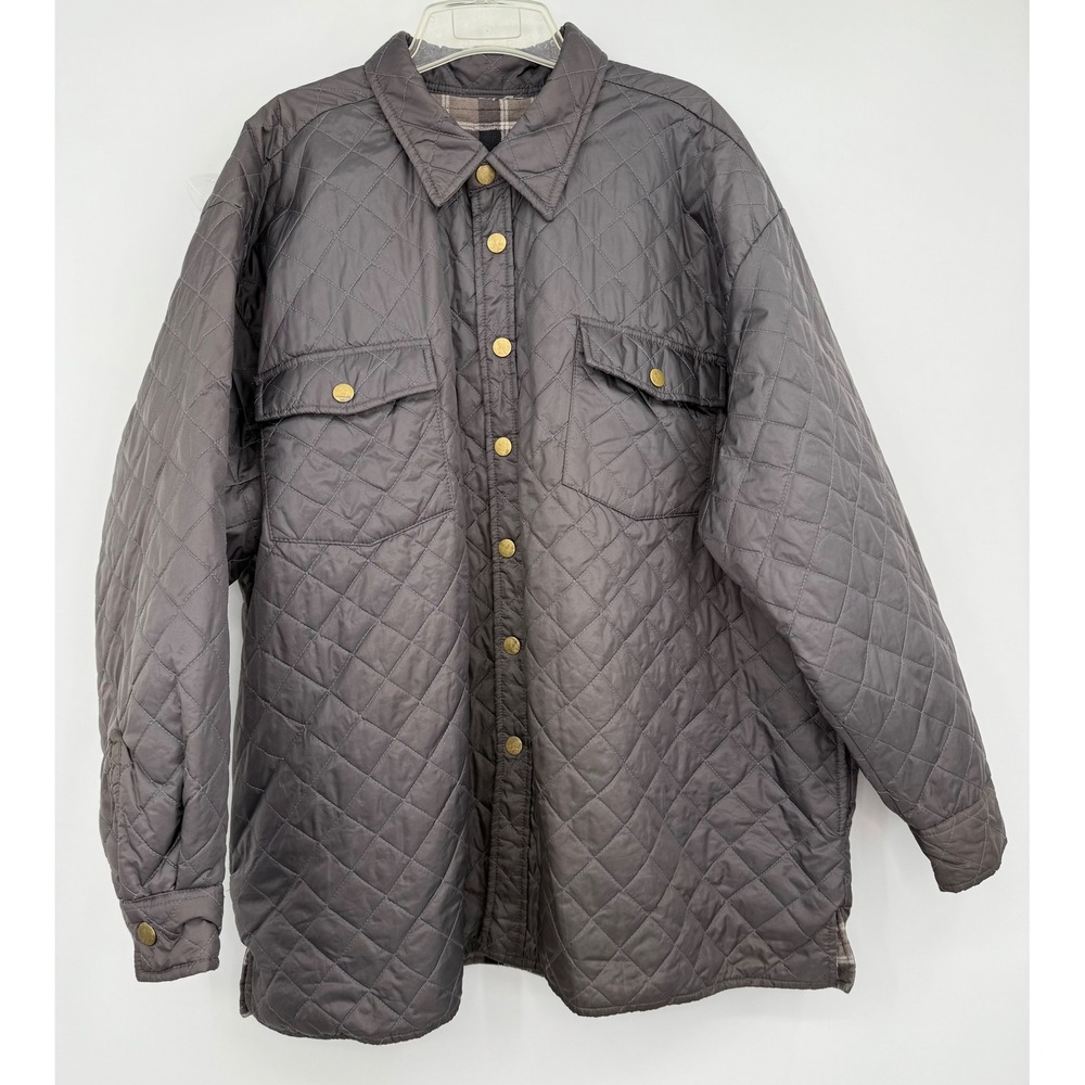VTG National Outfitters Quilted Shacket Men's XXL Dark Gray‎ Button Down Pockets